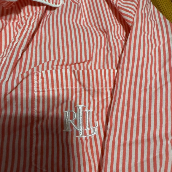lauren by ralph lauren red and white striped button up - Picture 3 of 8